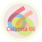 logotip on hi apareix el número 66 de fons amb colors i a davant el text "calàbria 66"